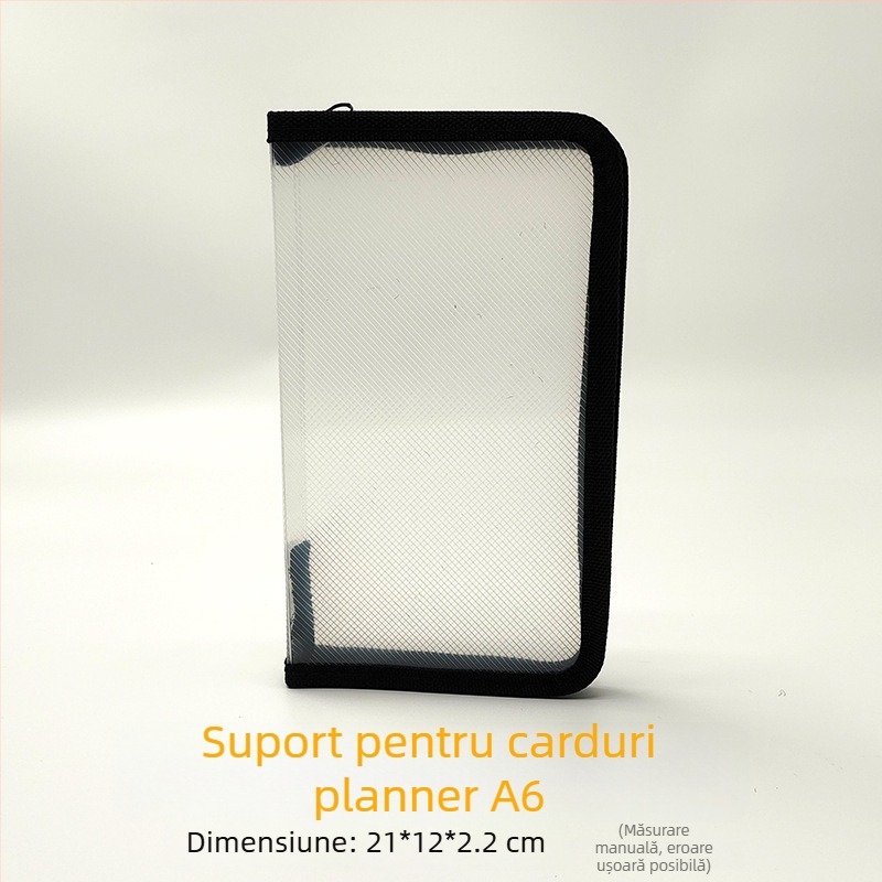 Mapă transparentă pentru fișe cu model twill, fermoar PP, format A4, capacitate mare