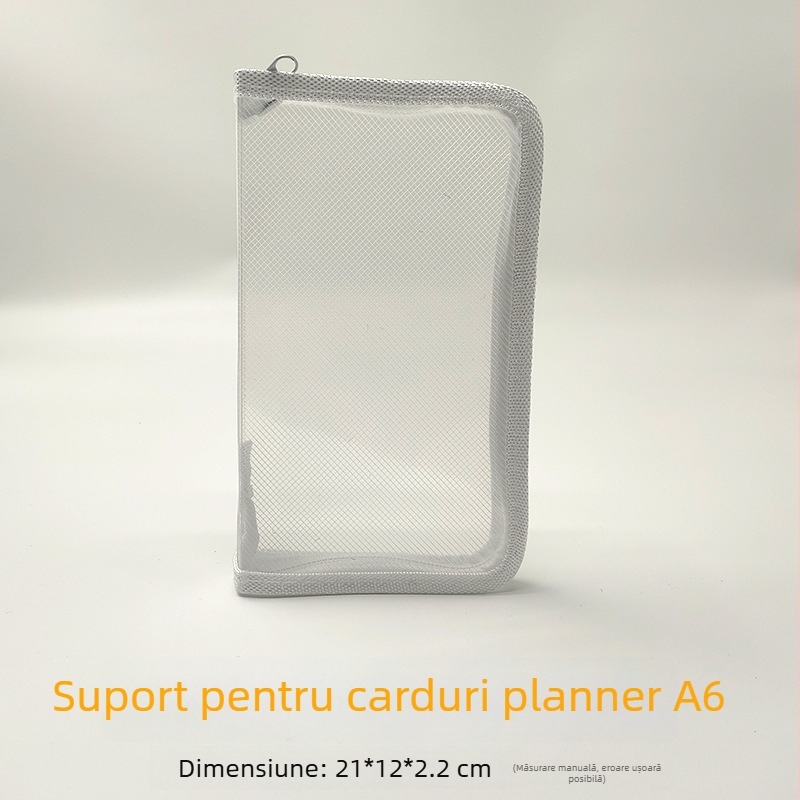 Mapă transparentă pentru fișe cu model twill, fermoar PP, format A4, capacitate mare
