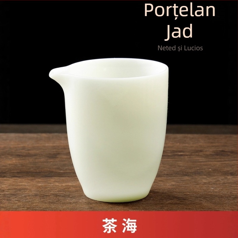 Set Gongfu de ceai din porțelan, cu vas cu capac din trei părți, alb gheață