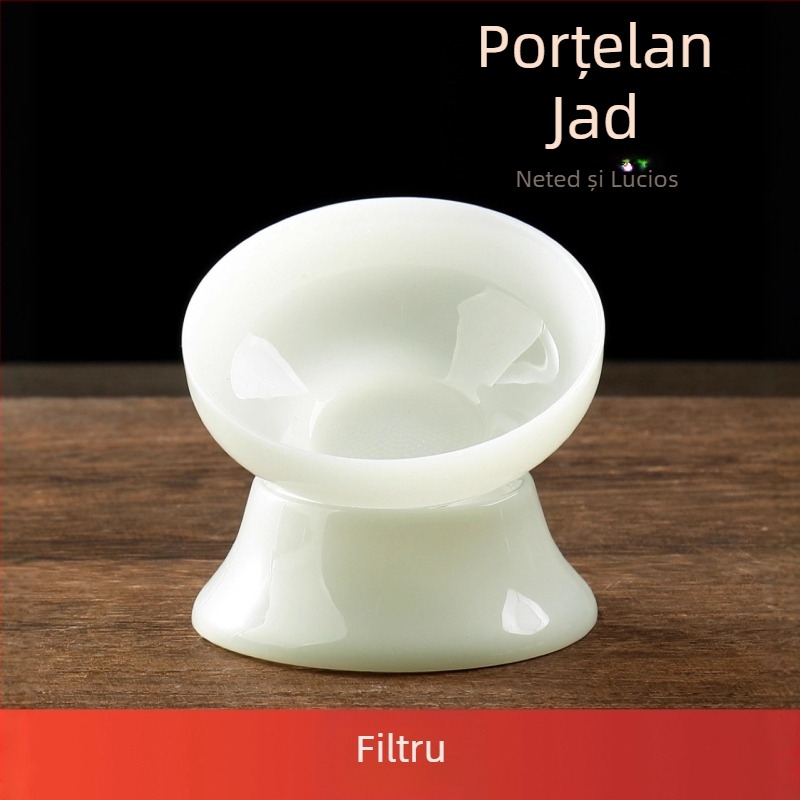 Set Gongfu de ceai din porțelan, cu vas cu capac din trei părți, alb gheață