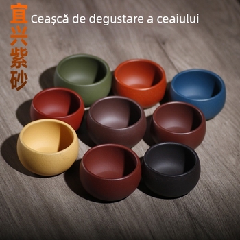 ceașcă de ceai din lut mov, lucrată manual, ceașcă de degustare, mic bol de ceai