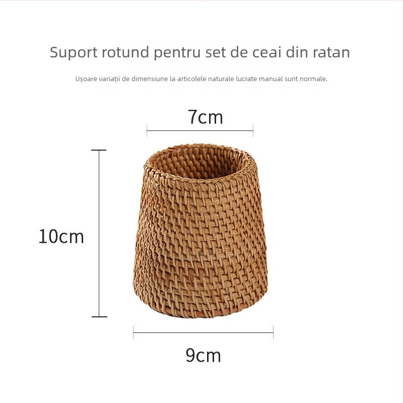 Drept pentru pix din ratan vietnamez de toamnă, set de ceai, clește din bambus pentru ceai și linguriță, set Pu'er de șase piese – accesorii pentru ceremonia ceaiului într-un tub de depozitare