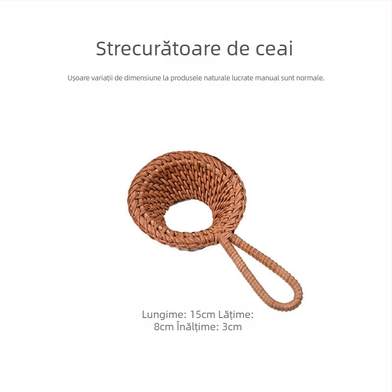 Drept pentru pix din ratan vietnamez de toamnă, set de ceai, clește din bambus pentru ceai și linguriță, set Pu'er de șase piese – accesorii pentru ceremonia ceaiului într-un tub de depozitare