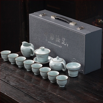 Set ceai Kung Fu Ru Kiln, gaiwan ceramic, ceainic și cești pentru uz casnic, stil minimalist