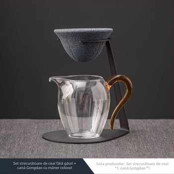 Recipient pentru ceai din ceramică de piatră, cu filtru fără pori, strecurător de ceai și filtru pentru frunze, separator de apă integrat, pentru uz casnic