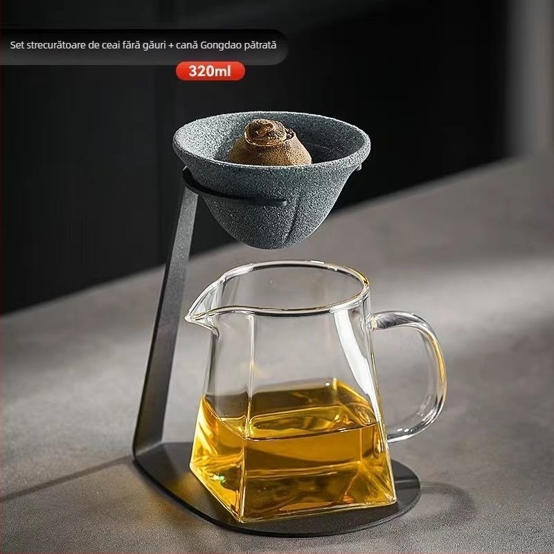 Recipient pentru ceai din ceramică de piatră, cu filtru fără pori, strecurător de ceai și filtru pentru frunze, separator de apă integrat, pentru uz casnic