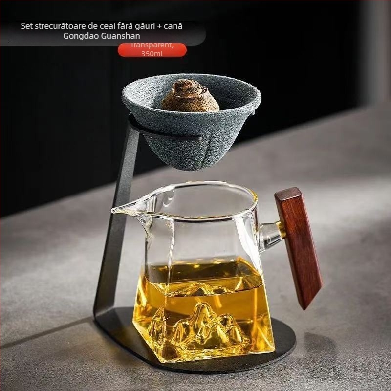 Recipient pentru ceai din ceramică de piatră, cu filtru fără pori, strecurător de ceai și filtru pentru frunze, separator de apă integrat, pentru uz casnic
