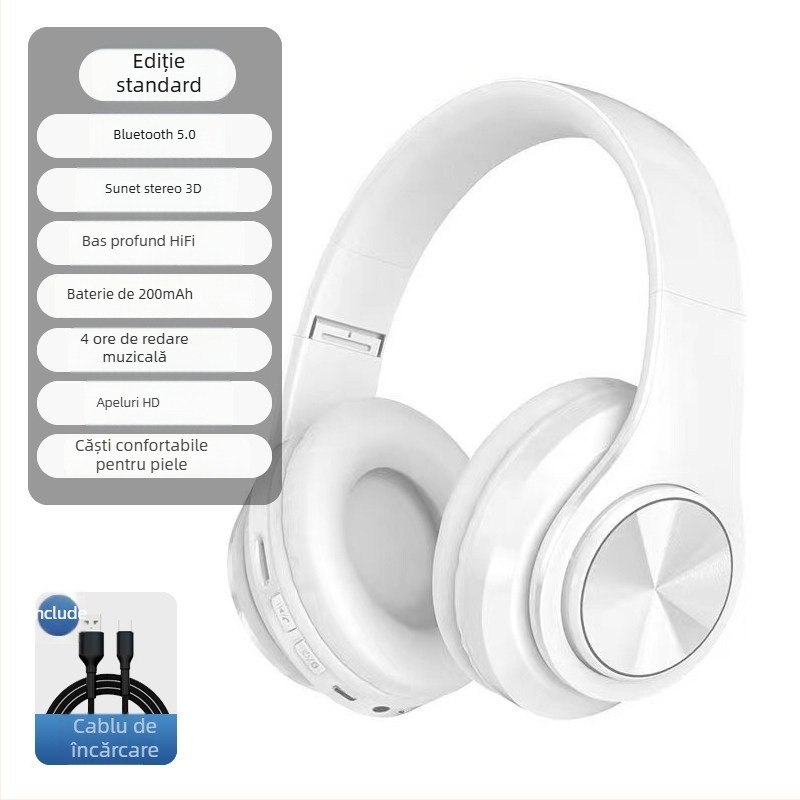 Căști Bluetooth fără fir cu iluminare LED, anulare zgomot, pentru alergare și sport