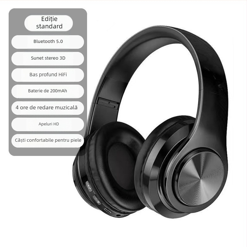 Căști Bluetooth fără fir cu iluminare LED, anulare zgomot, pentru alergare și sport