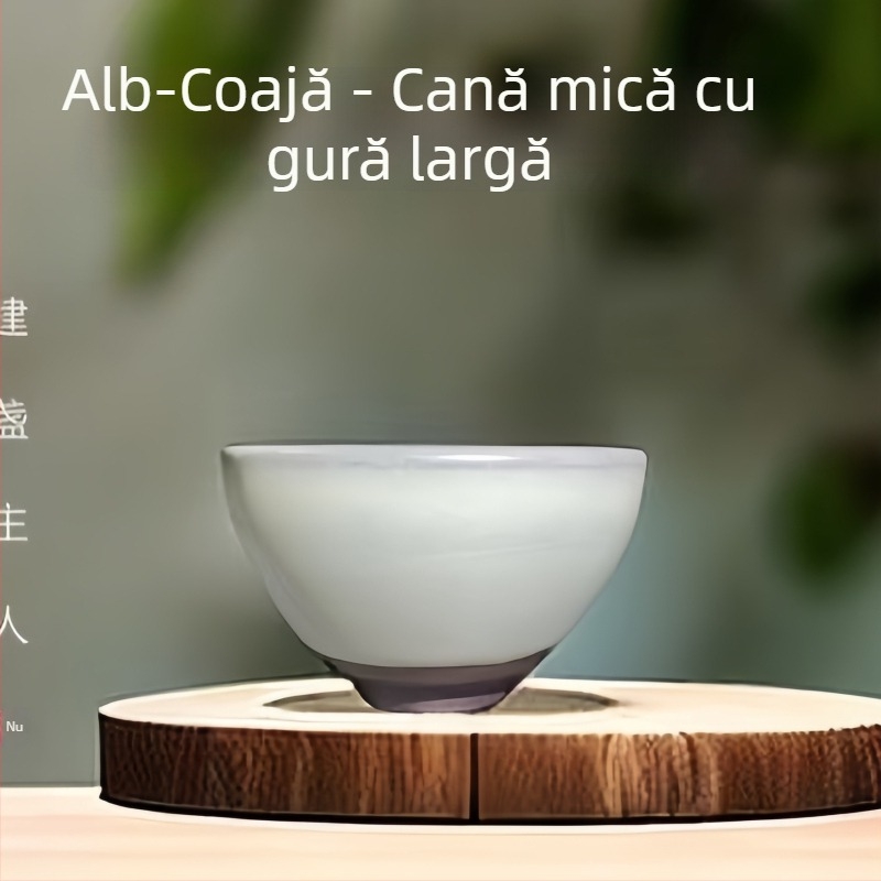 Ceșcă de ceai Jianzhan Jianyang, glazură minerală originală, albă, gură strânsă, fără picior, ținută în mână, forme variate