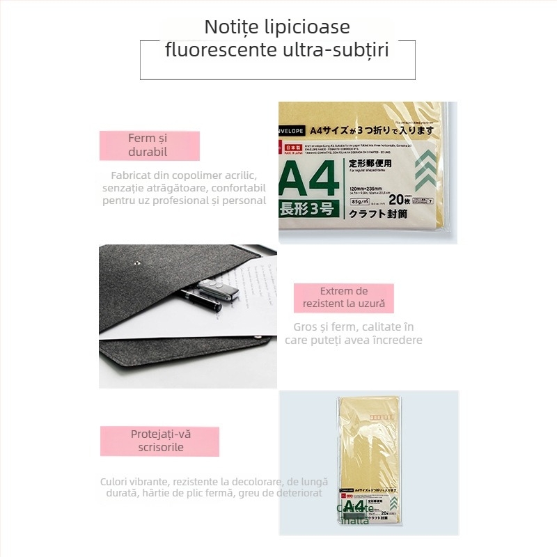Daiso Japan Plic A4 din hârtie kraft, sigilabil, portabil, dreptunghiular
