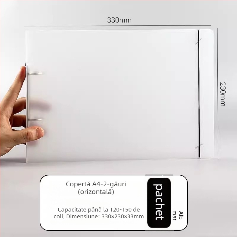 Dosar cu două găuri de tip D, corp orizontal, capacitate mare, format A4, material PP