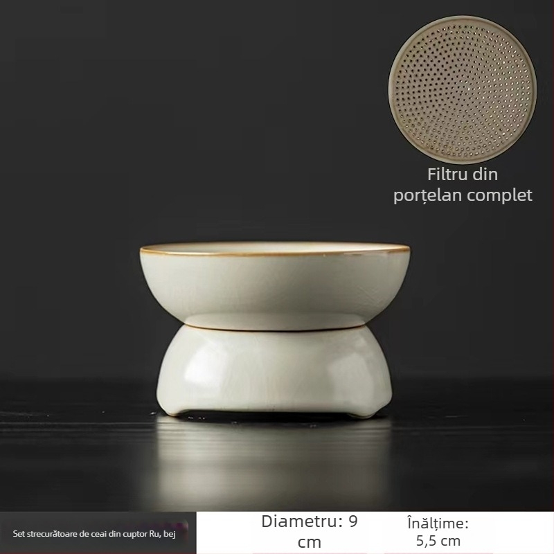 Filtru de ceai ceramic Ruyao bej – filtru de înaltă calitate pentru frunze de ceai și separarea apei