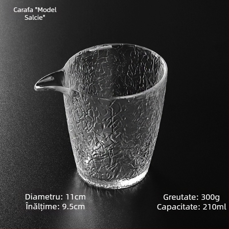 Ceșcuță Gongfu din sticlă, pereți groși, capacitate mare, set de ceai transparent din cristal, diametrul 8 cm, margine conturată