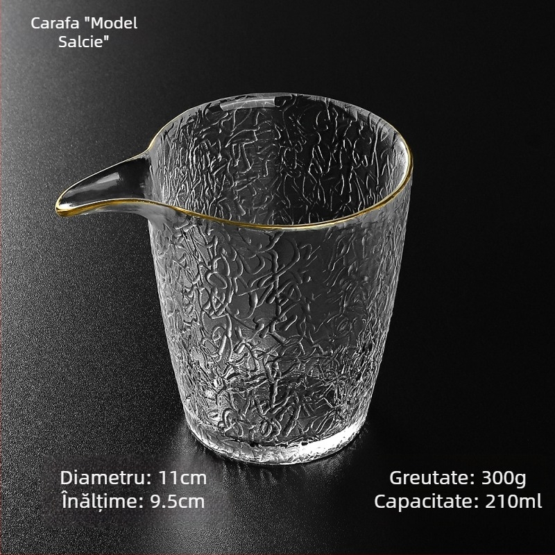 Ceșcuță Gongfu din sticlă, pereți groși, capacitate mare, set de ceai transparent din cristal, diametrul 8 cm, margine conturată