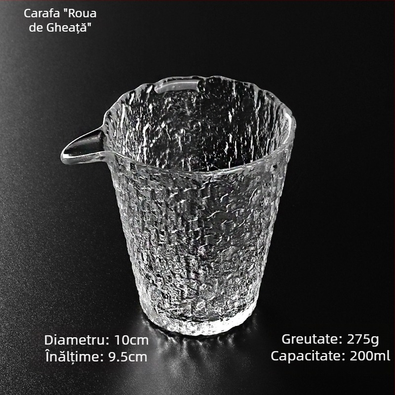 Ceșcuță Gongfu din sticlă, pereți groși, capacitate mare, set de ceai transparent din cristal, diametrul 8 cm, margine conturată