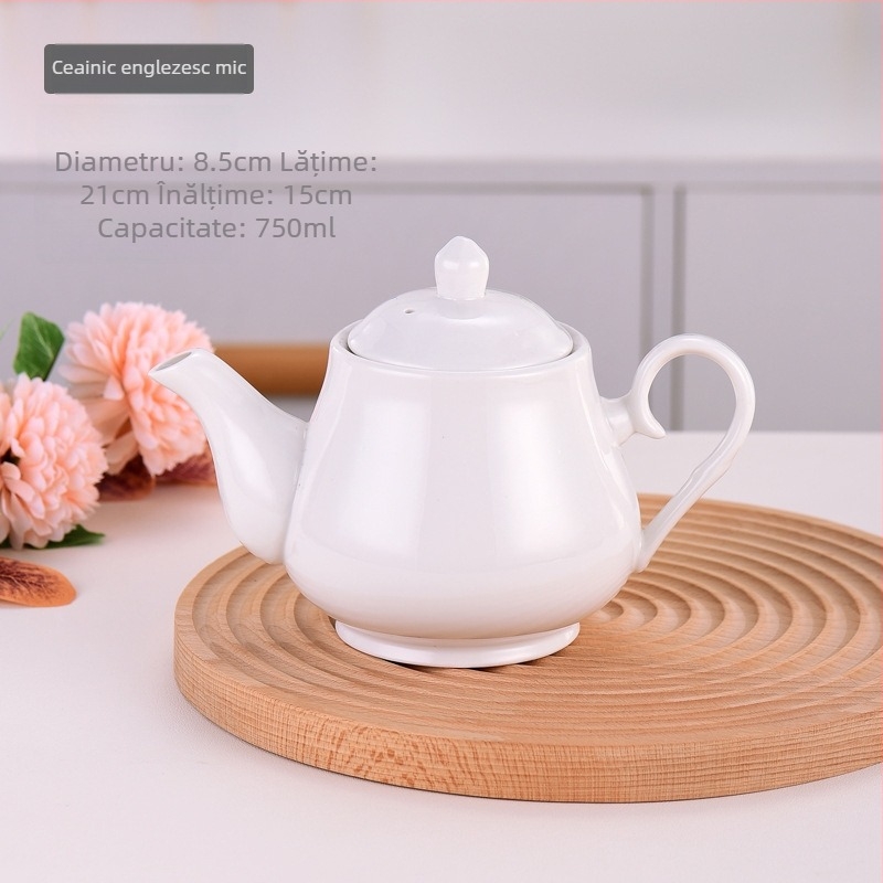 Ceainic ceramic alb, capacitate mare, cu capac, pentru hotel, restaurant și uz casnic