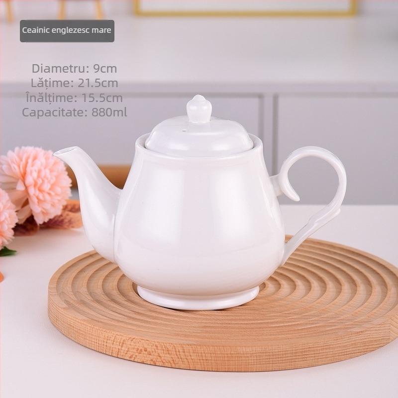 Ceainic ceramic alb, capacitate mare, cu capac, pentru hotel, restaurant și uz casnic