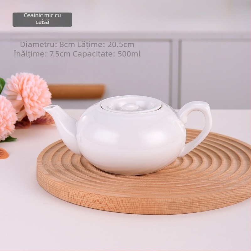 Ceainic ceramic alb, capacitate mare, cu capac, pentru hotel, restaurant și uz casnic