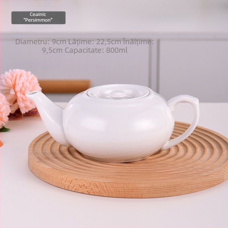 Ceainic ceramic alb, capacitate mare, cu capac, pentru hotel, restaurant și uz casnic