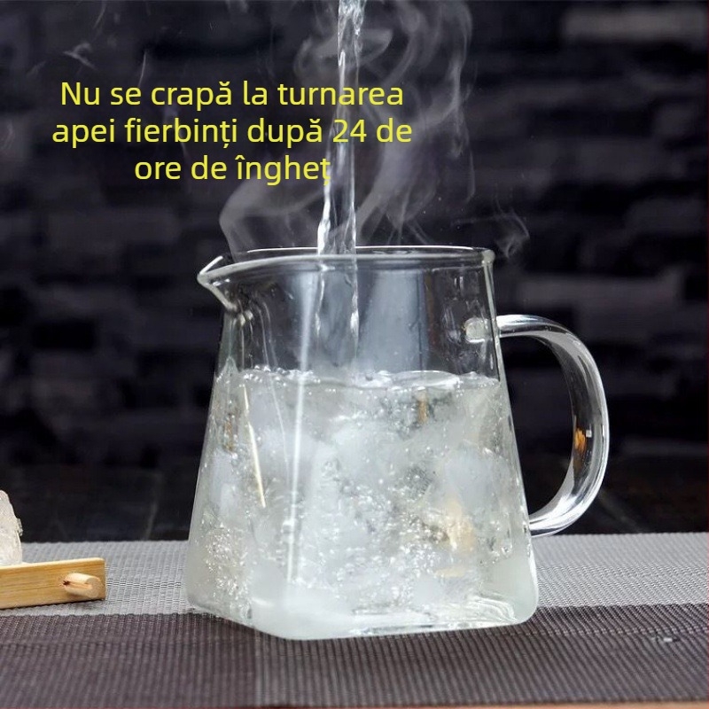 Set Gongfu de ceai din sticlă borosilicată groasă, rezistentă la căldură, cu ceașcă de distribuție și ceainic, mare