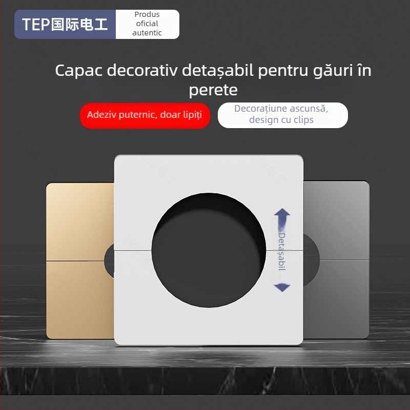 Capac de cutie pentru priză tip 86, panou gol detașabil cu bandă adezivă pentru montaj pe perete