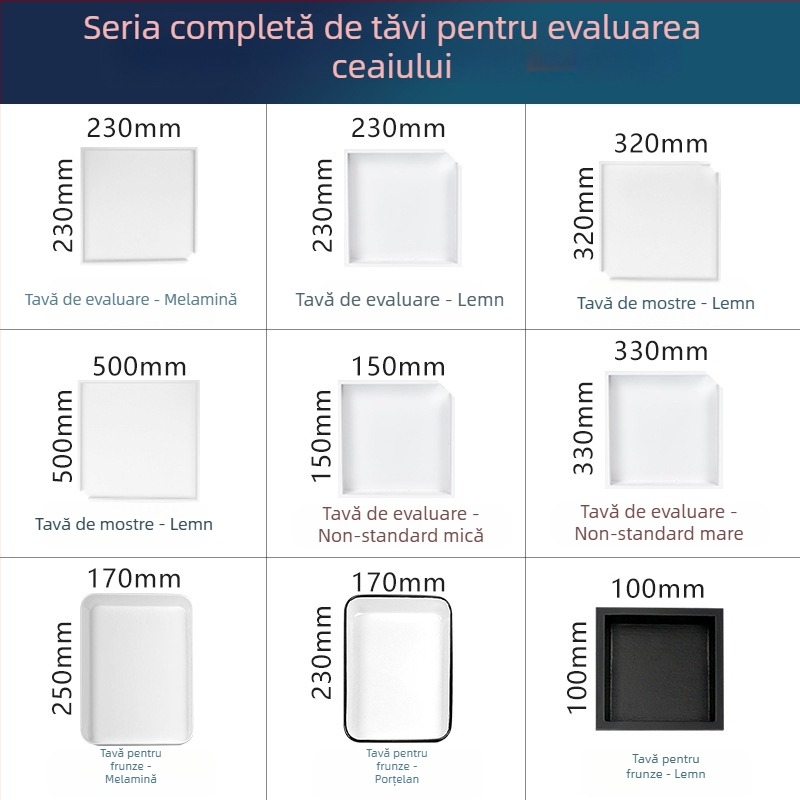 Set de degustare a ceaiului cu tavă de probă din lemn și farfurie emailată