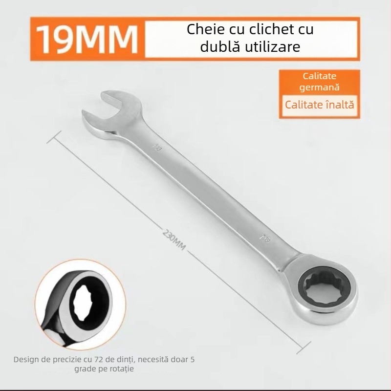 Cheie ratchet industrială cu deschidere Torx, utilizare duală pentru reparații auto