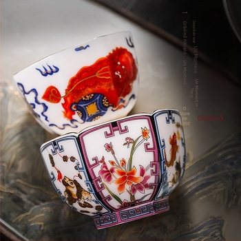 Ceașcă hexagonală de degustare a ceaiului pentru atragerea bogăției – ceașcă ceramică personală pentru ceai Kung Fu, ceașcă unică, de înaltă calitate, cadou