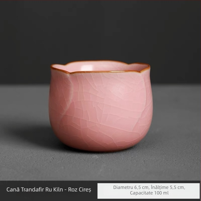 Ceșcă de ceai din porțelan Ru Kiln, roz, elegantă și de înaltă calitate, design roz, cană pentru cuplu