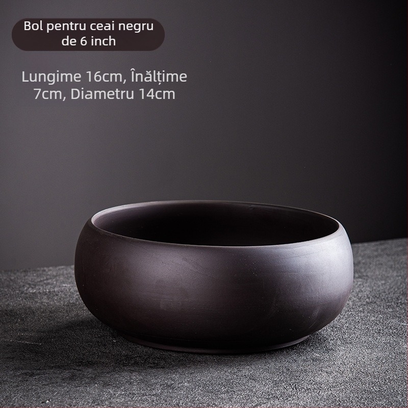 Set Gongfu pentru ceai din nisip purpuriu: cești de ceai, vas de spălat pensule pentru ceai, vas mare de apă în stil pastoral, scrumieră și ghiveci