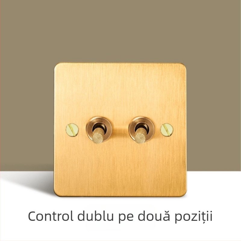 Placă metalică pentru întrerupător și priză, finisaj alamă aurie, stil retro, tip 86, montaj încastrat