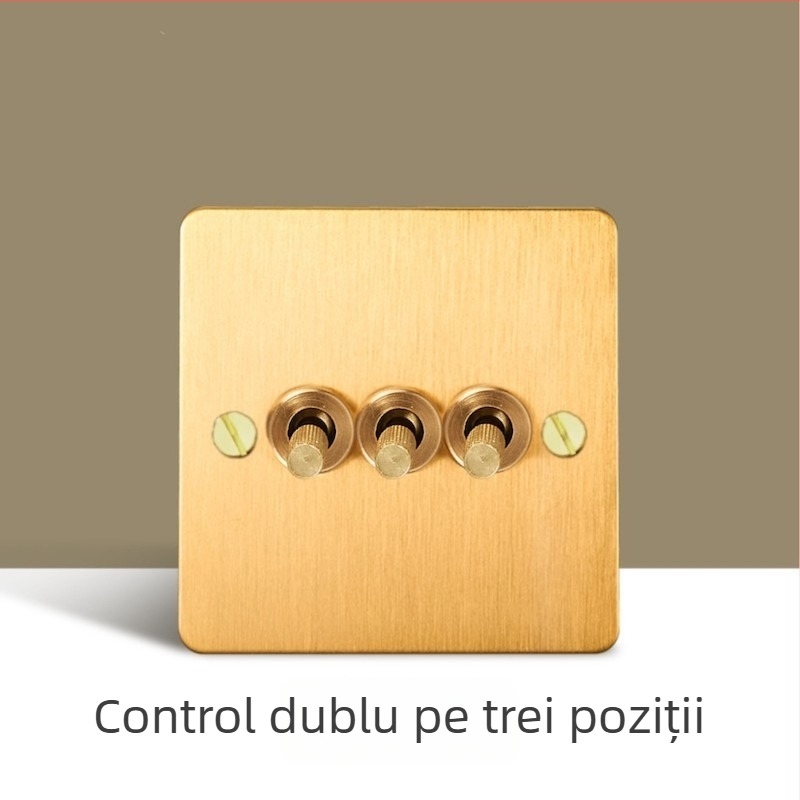 Placă metalică pentru întrerupător și priză, finisaj alamă aurie, stil retro, tip 86, montaj încastrat