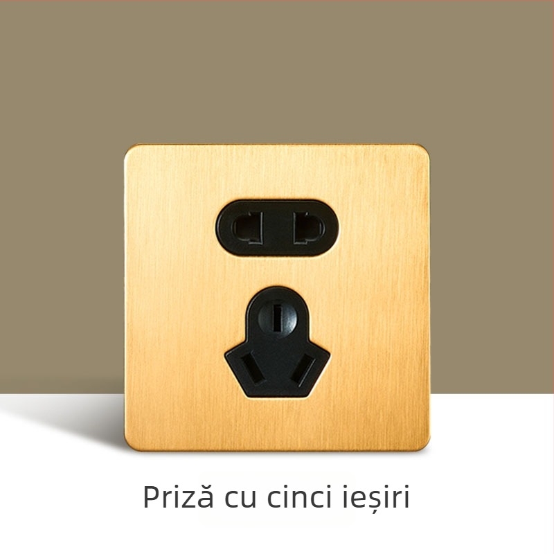 Placă metalică pentru întrerupător și priză, finisaj alamă aurie, stil retro, tip 86, montaj încastrat