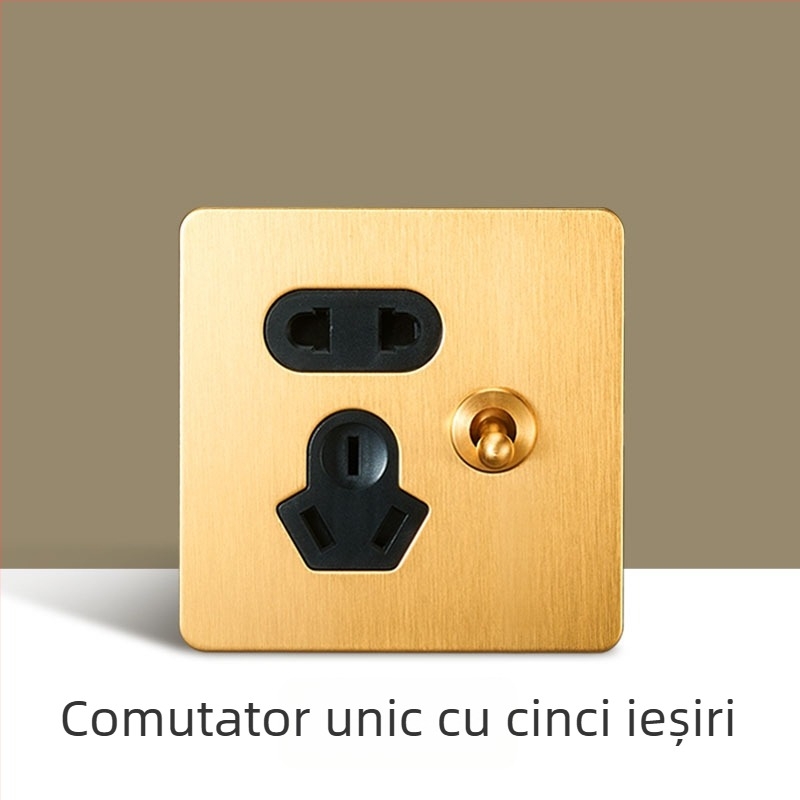 Placă metalică pentru întrerupător și priză, finisaj alamă aurie, stil retro, tip 86, montaj încastrat