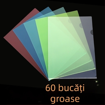 Mapă A4 transparentă în formă de L, cu capac pentru două pagini, îngroșată, buzunar pentru documente de o singură pagină, organizator de documente