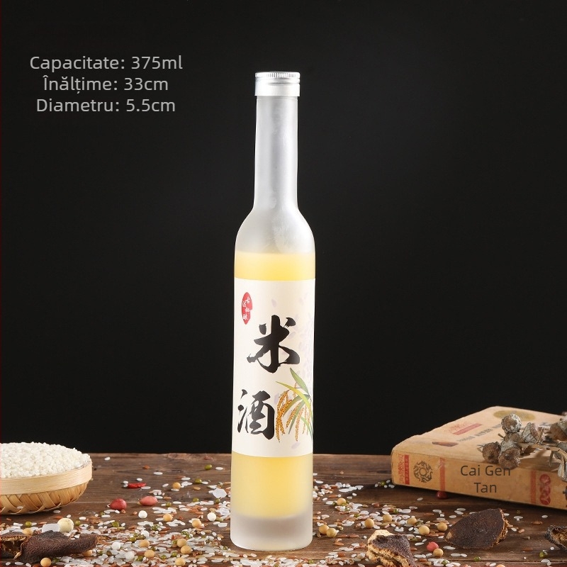 Vânzare en gros: sticlă de vin din sticlă transparentă mată de 500 ml, sticlă pentru vin de fructe, sticlă pentru băuturi, sticlă de vin roșu cu gură de mătase, sticlă goală de vin de orez