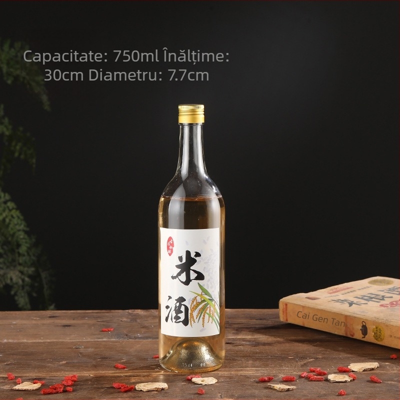 Vânzare en gros: sticlă de vin din sticlă transparentă mată de 500 ml, sticlă pentru vin de fructe, sticlă pentru băuturi, sticlă de vin roșu cu gură de mătase, sticlă goală de vin de orez