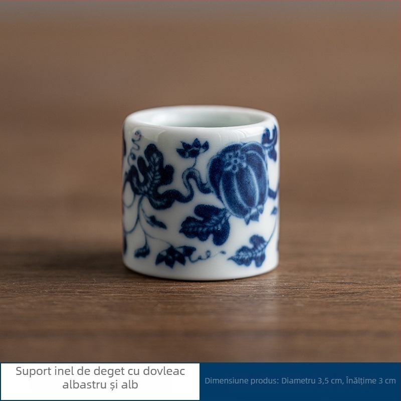 Suport pentru capacul de ceai, ceramică pictată manual, albastru și alb, stil chinezesc, accesorii ceremoniale pentru ceai