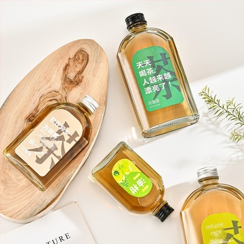 Sticlă din sticlă pentru vin din fructe, sticlă transparentă pentru ceai rece infuzat, sticlă creativă pentru vin la rece, sticlă pentru milk tea și sucuri, ambalaj en-gros pentru băuturi produse acasă