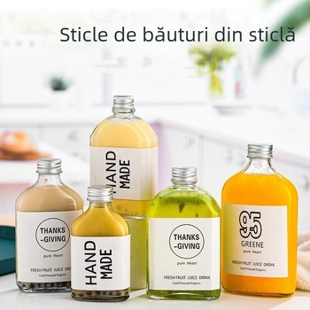 Sticlă din sticlă pentru vin din fructe, sticlă transparentă pentru ceai rece infuzat, sticlă creativă pentru vin la rece, sticlă pentru milk tea și sucuri, ambalaj en-gros pentru băuturi produse acasă