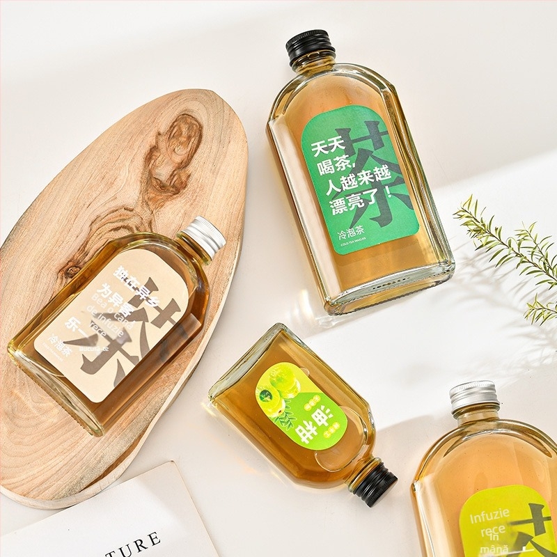 Sticlă din sticlă pentru vin din fructe, sticlă transparentă pentru ceai rece infuzat, sticlă creativă pentru vin la rece, sticlă pentru milk tea și sucuri, ambalaj en-gros pentru băuturi produse acasă