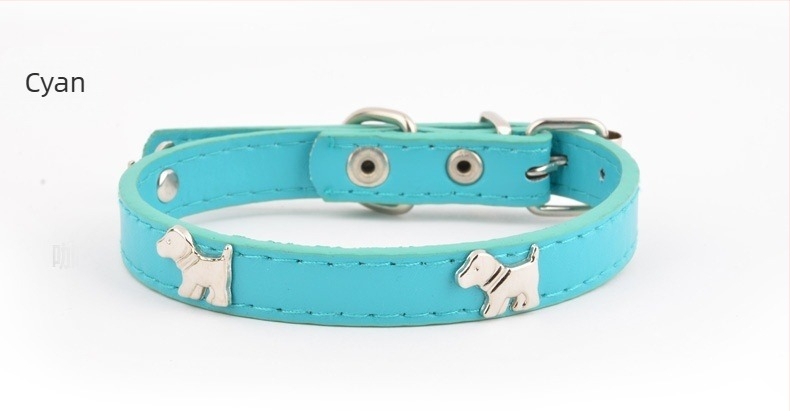 Guler pentru câini de talie mică și medie, piele PU texturată, accesorii din oțel inoxidabil, compatibil cu lesă