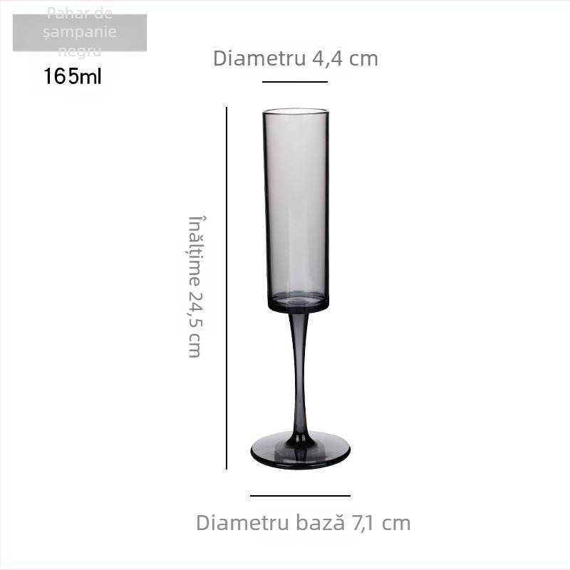 Pahar de șampanie din acril, design creativ, înalt pentru uz casnic, plastic negru transparent, rezistent la căderi, pahar de bar pentru cocktail, cadou