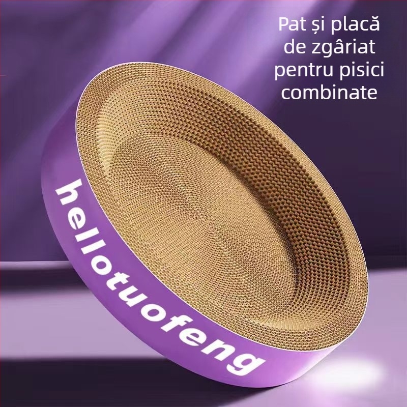 Panou de zgâriere pentru pisici din carton ondulat, cuib pentru pisici fără scame, jucărie și accesorii 3 în 1, dimensiuni și logo personalizabile