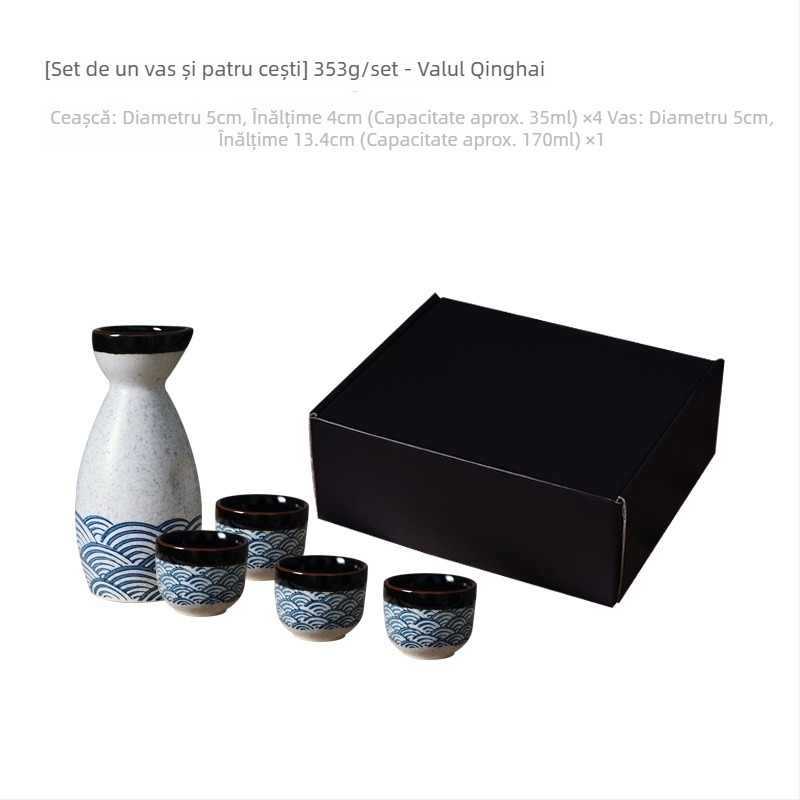 Set japonez din porțelan pentru sake cu sticlă, veselă ceramică vintage pentru masă, decanter, pahare de vin, cești de ceai și vaze