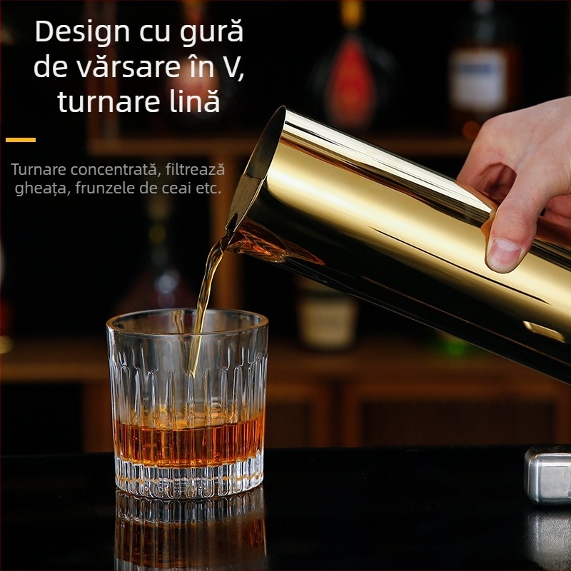 Dispenser de vin din oțel inoxidabil pentru bar, decantor, 601–700 ml, culoare aurie.