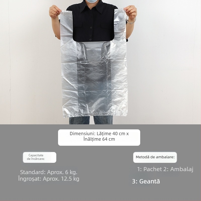 Sac de plastic alb, de unică folosință, transparent, pentru ambalare la livrare