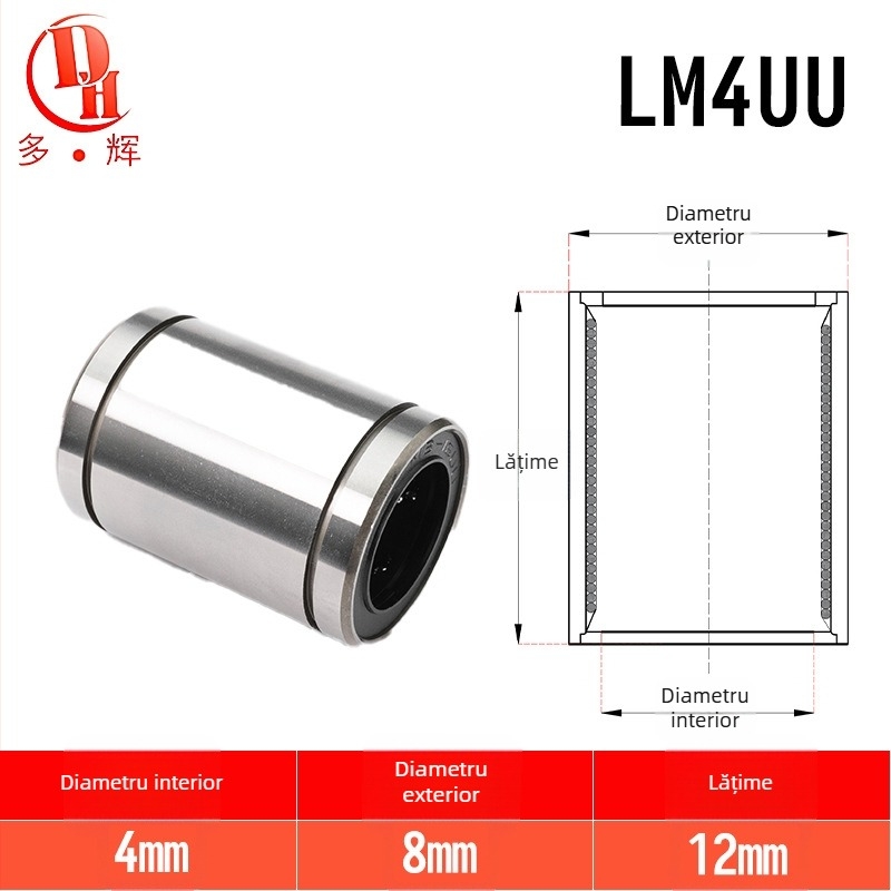 Rulmenți liniari LM seria (LM3UU–LM40UU) din oțel de rulment