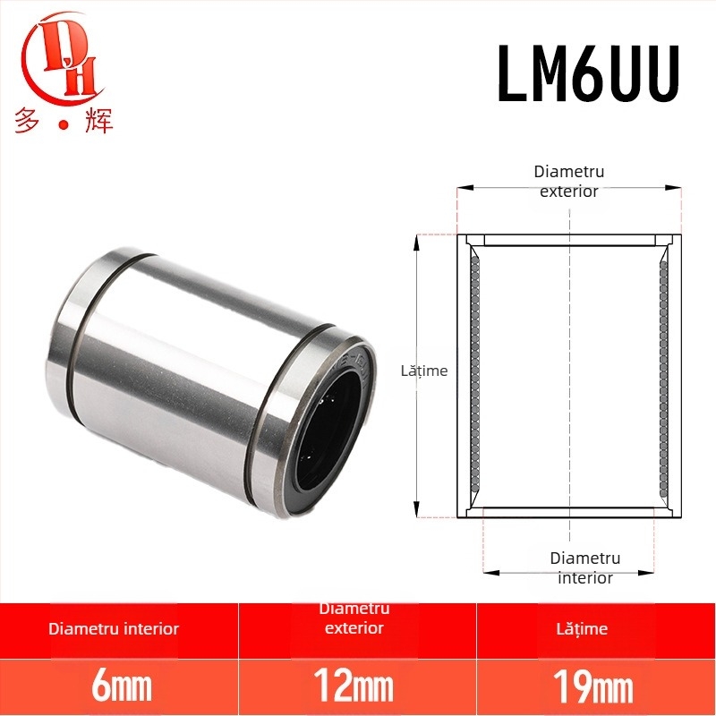 Rulmenți liniari LM seria (LM3UU–LM40UU) din oțel de rulment